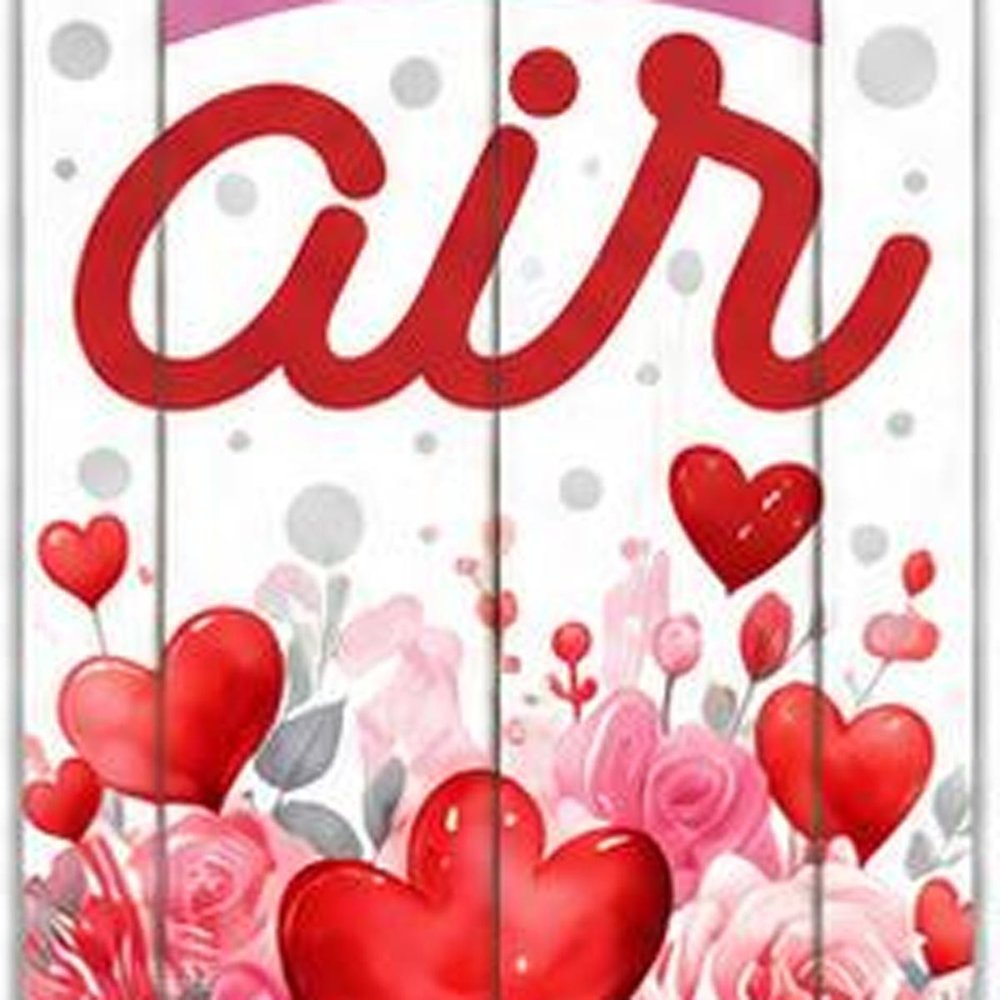 46" Red White And Pink Solid Wood Love is in the Air Porch Sign