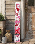 46" Red White And Pink Solid Wood Love is in the Air Porch Sign