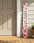 46" Charcoal White And Red Solid Wood Hello Porch Sign