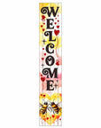 46" Charcoal White Red And Yellow Solid Wood Welcome Porch Sign