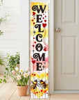 46" Charcoal White Red And Yellow Solid Wood Welcome Porch Sign