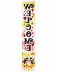 46" Charcoal White Red And Yellow Solid Wood Welcome Porch Sign