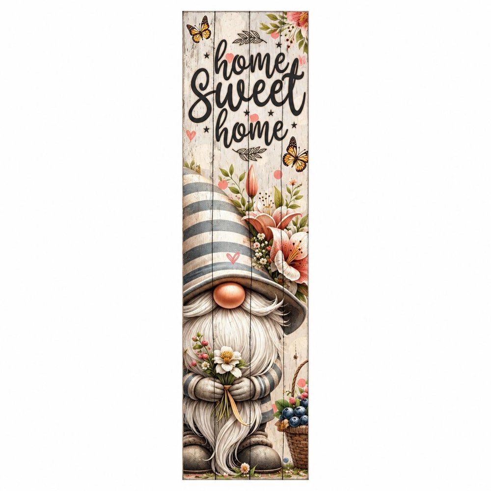 36" Gray Off White And Black Solid Wood Home Sweet Home Porch Sign