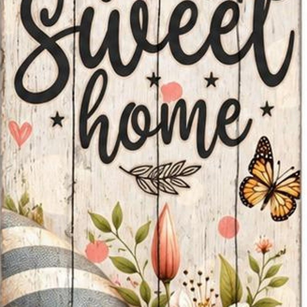 36" Gray Off White And Black Solid Wood Home Sweet Home Porch Sign