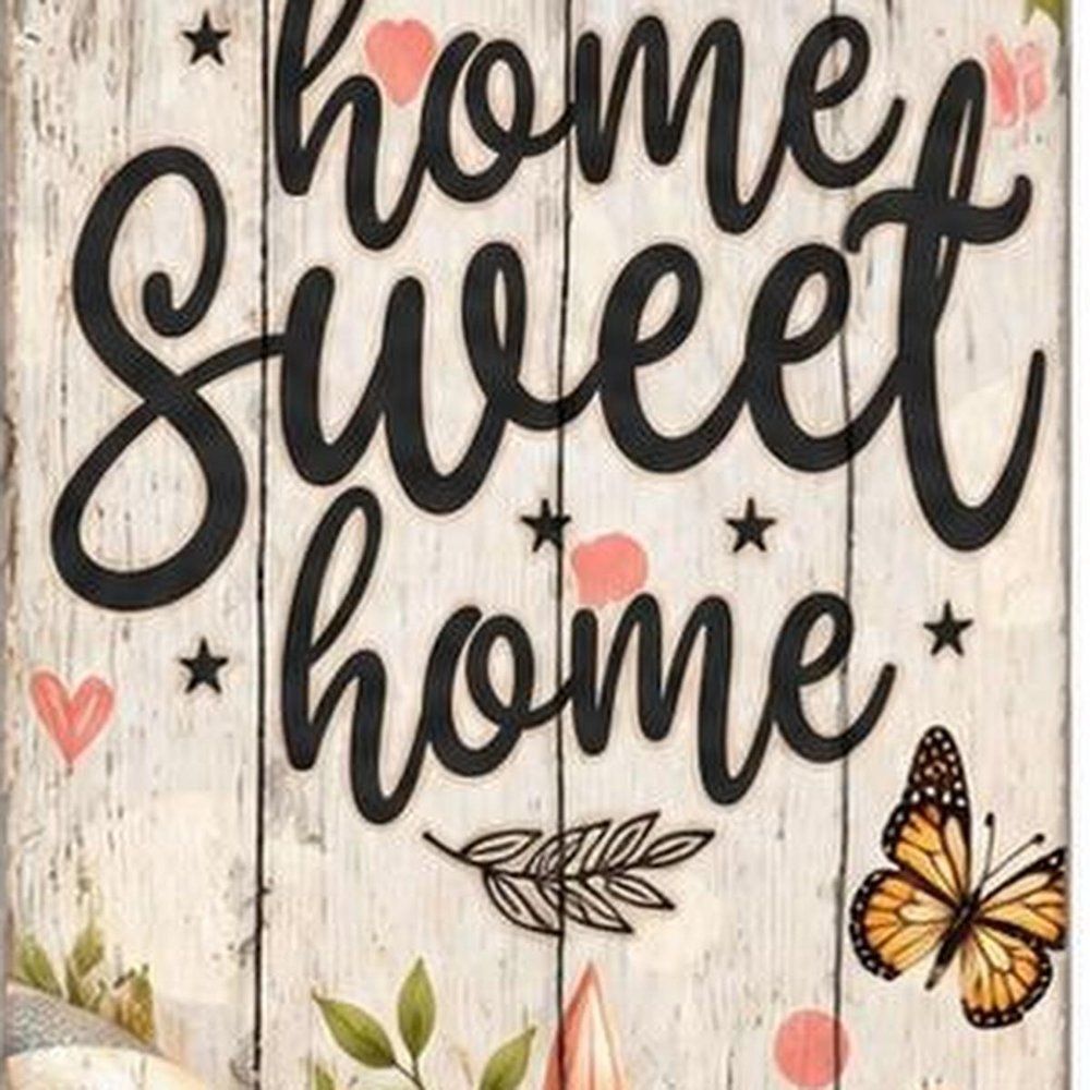 36" Gray Off White And Black Solid Wood Home Sweet Home Porch Sign