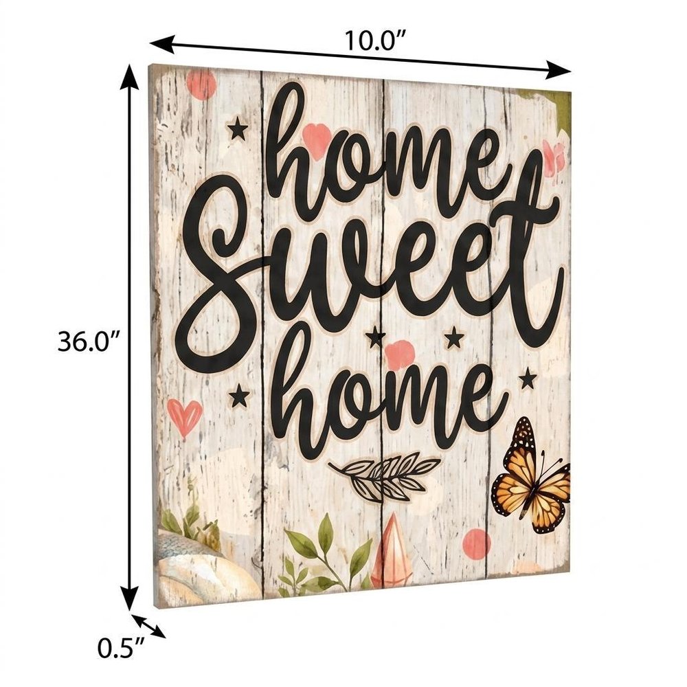 36" Gray Off White And Black Solid Wood Home Sweet Home Porch Sign