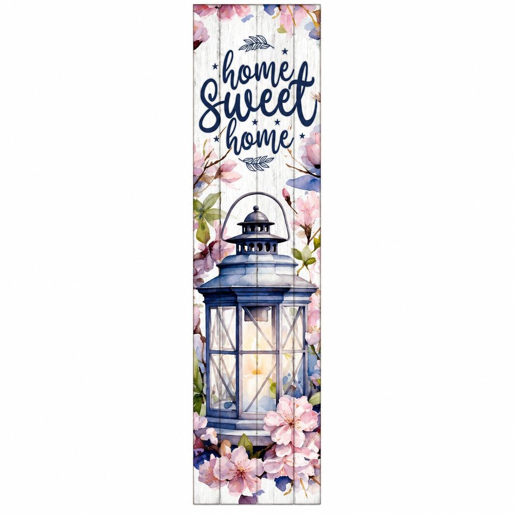 36" Pink Navy Blue And White Solid Wood Home Sweet Home Porch Sign