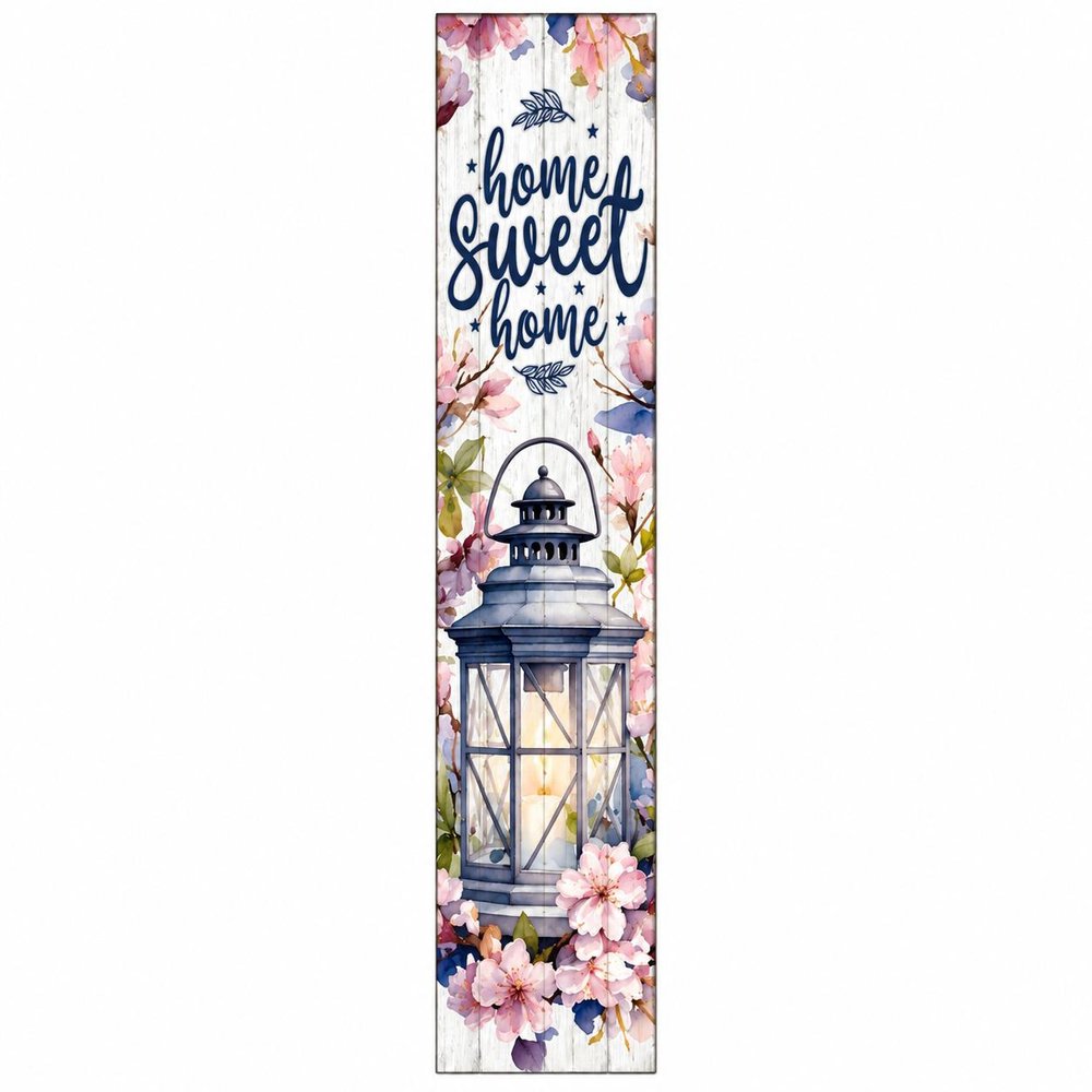 36" Pink Navy Blue And White Solid Wood Home Sweet Home Porch Sign