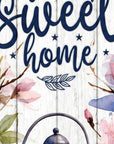 36" Pink Navy Blue And White Solid Wood Home Sweet Home Porch Sign