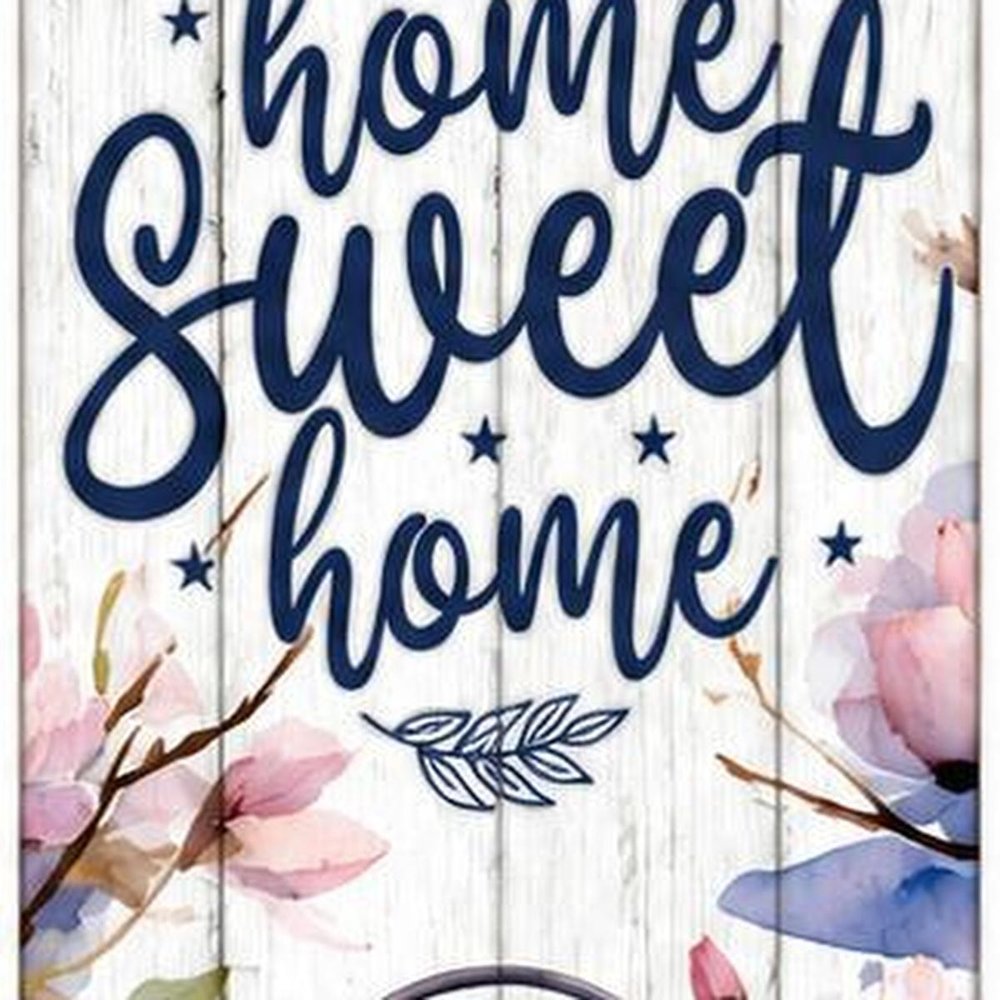36" Pink Navy Blue And White Solid Wood Home Sweet Home Porch Sign