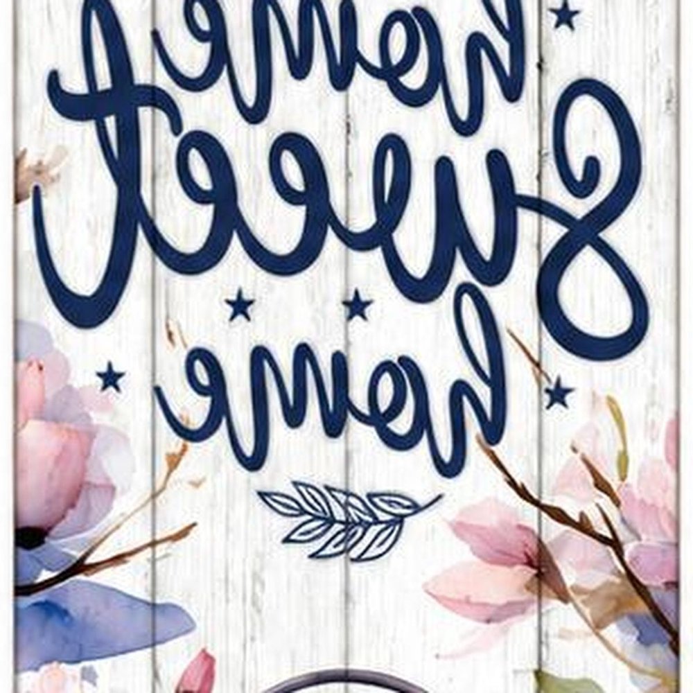 36" Pink Navy Blue And White Solid Wood Home Sweet Home Porch Sign