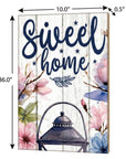 36" Pink Navy Blue And White Solid Wood Home Sweet Home Porch Sign