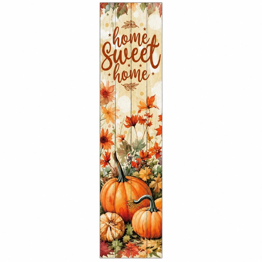 36" Beige Rust And Orange Solid Wood Home Sweet Home Pumpkin Porch Sign