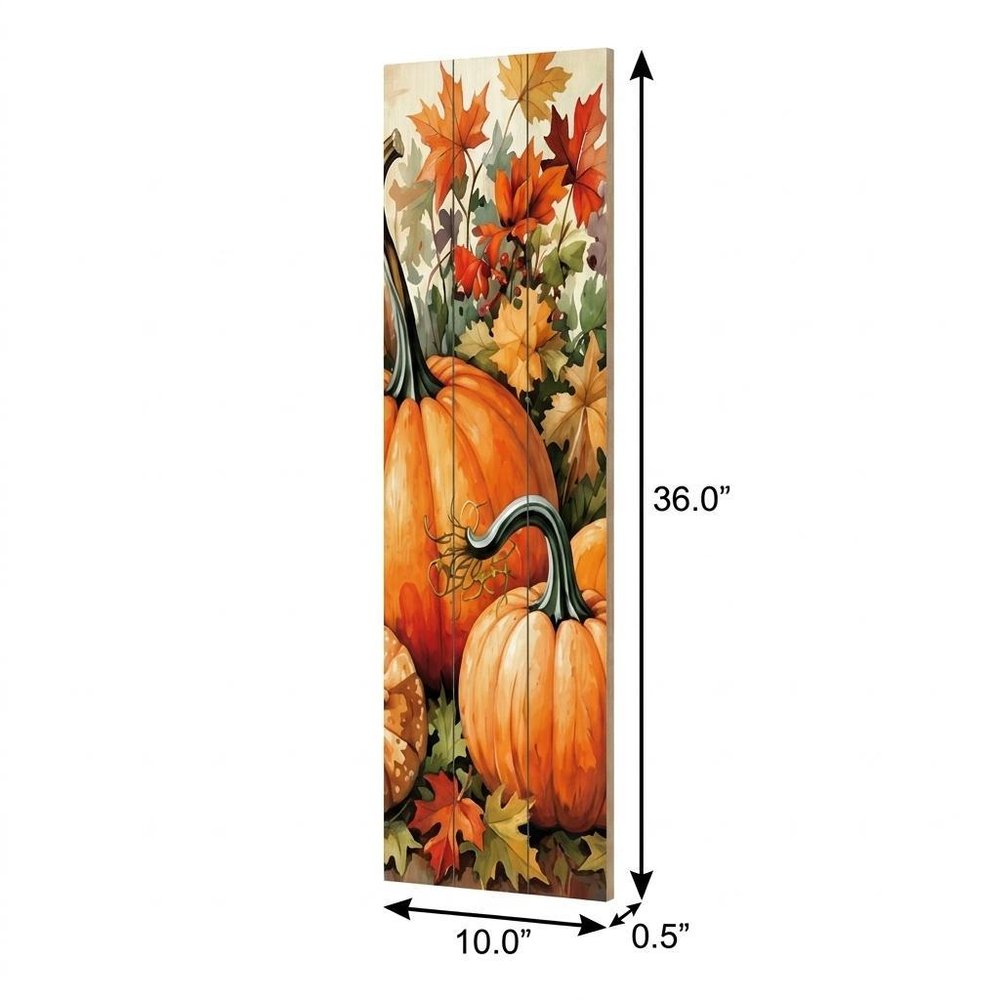 36" Beige Rust And Orange Solid Wood Home Sweet Home Pumpkin Porch Sign