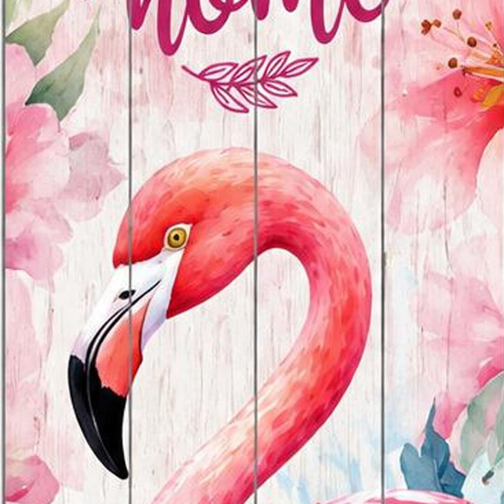 36" Green Hot Pink And White Solid Wood Home Sweet Home Flamingo Porch Sign