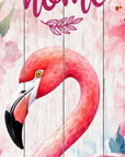36" Green Hot Pink And White Solid Wood Home Sweet Home Flamingo Porch Sign