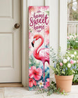 36" Green Hot Pink And White Solid Wood Home Sweet Home Flamingo Porch Sign