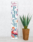 46" Hot Pink White And Teal Blue Solid Wood Welcome To Our Porch Flamingo Porch Sign