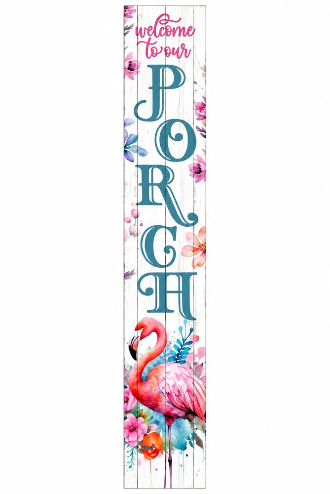 46" Hot Pink White And Teal Blue Solid Wood Welcome To Our Porch Flamingo Porch Sign