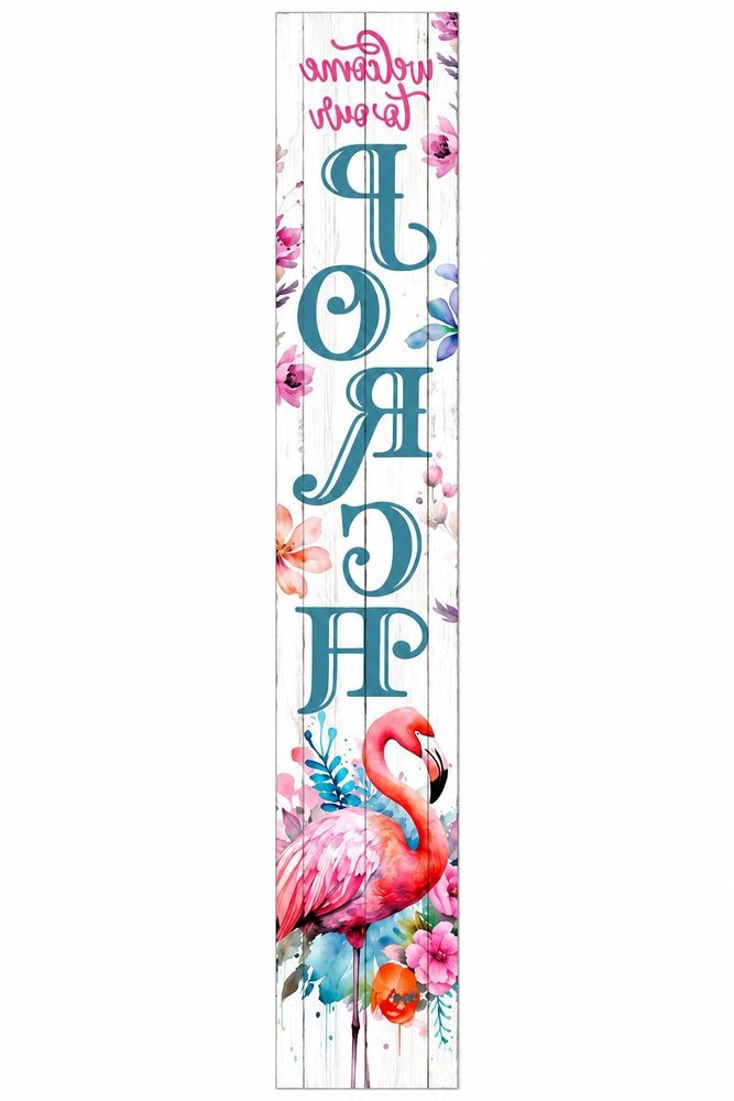 46" Hot Pink White And Teal Blue Solid Wood Welcome To Our Porch Flamingo Porch Sign