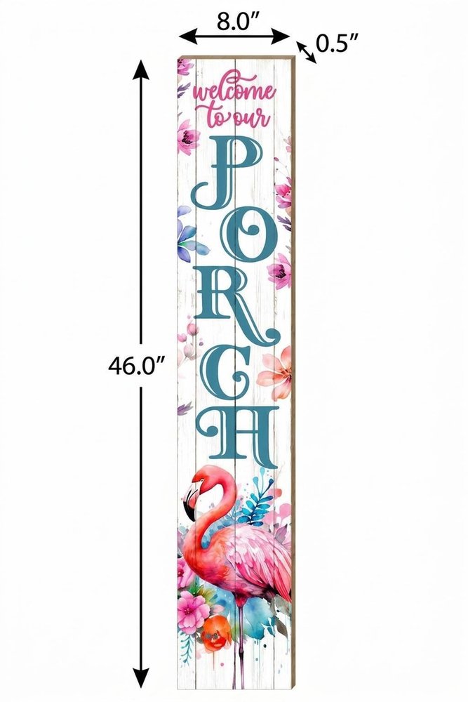 46" Hot Pink White And Teal Blue Solid Wood Welcome To Our Porch Flamingo Porch Sign