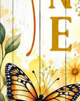 46" Yellow White And Green Solid Wood Hello Sunshine Porch Sign