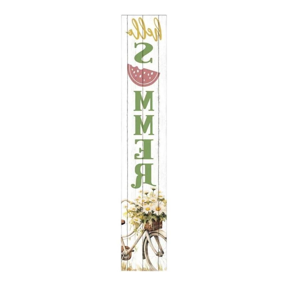46" Sage White And Yellow Solid Wood Hello Summer Porch Sign
