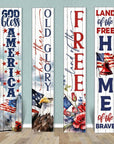 46" Navy Blue Red And White Solid Wood God Bless America Porch Sign