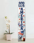 46" Navy Blue Red And White Solid Wood God Bless America Porch Sign