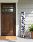 46" Navy Blue Red And White Solid Wood God Bless America Porch Sign