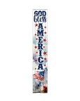 46" Navy Blue Red And White Solid Wood God Bless America Porch Sign