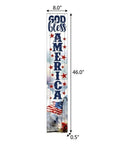 46" Navy Blue Red And White Solid Wood God Bless America Porch Sign
