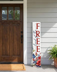 46" Navy Blue Red And White Solid Wood Land of the Free Porch Sign