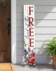 46" Navy Blue Red And White Solid Wood Land of the Free Porch Sign