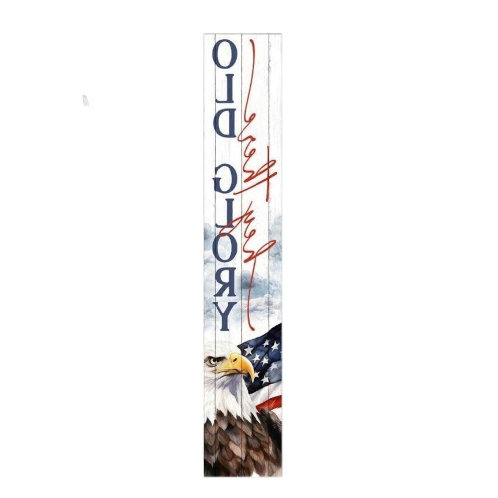 46" Navy Blue Red And White Solid Wood Hey There Old Glory Porch Sign