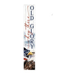 46" Navy Blue Red And White Solid Wood Hey There Old Glory Porch Sign