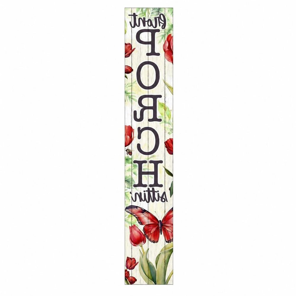 46" Green Red White And Black Solid Wood Front Porch Sittin' Butterfly Porch Sign