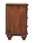 25" Chestnut Solid Wood Three Drawer Nightstand