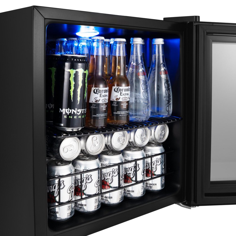 20" X 17" Clear and Black Metal Single Compartment Can Beverage Refrigerator