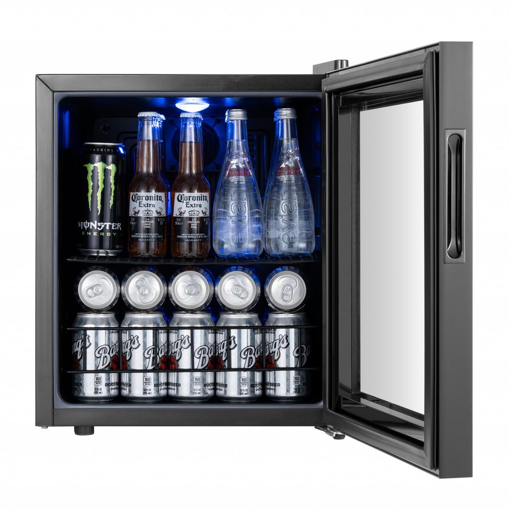 20" X 17" Clear and Black Metal Single Compartment Can Beverage Refrigerator