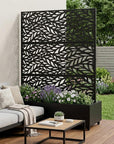 73" X 47" Black Botanical Galvanized Metal Rectangular Planter Box