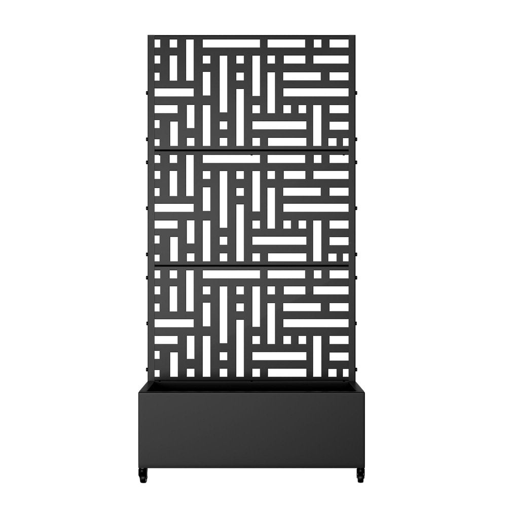 73" X 35" Black Geometric Galvanized Metal Rectangular Planter Box