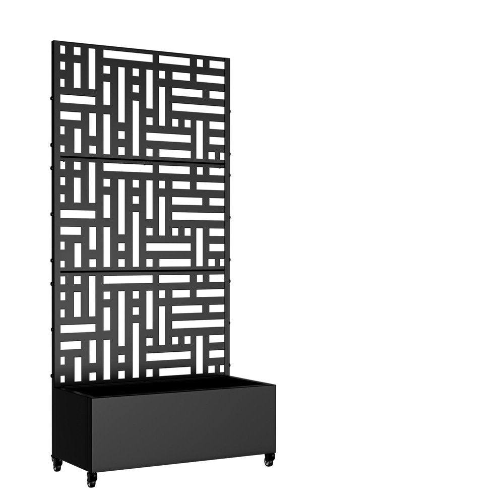 73" X 35" Black Geometric Galvanized Metal Rectangular Planter Box
