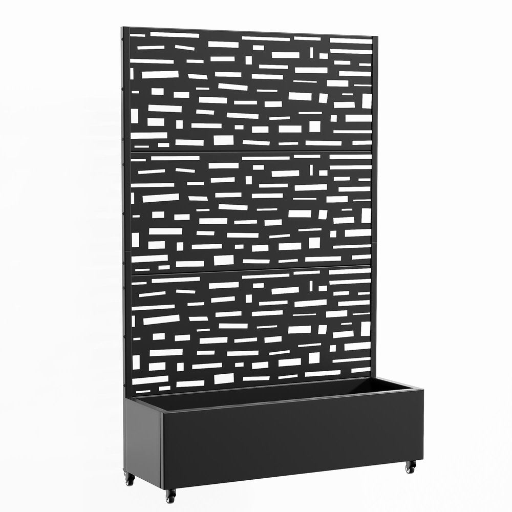 73" X 47" Black Geometric Galvanized Metal Rectangular Planter Box