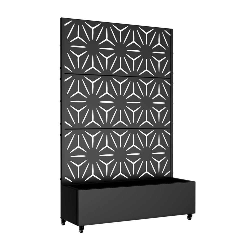 73" X 47" Black Geometric Galvanized Metal Rectangular Planter Box