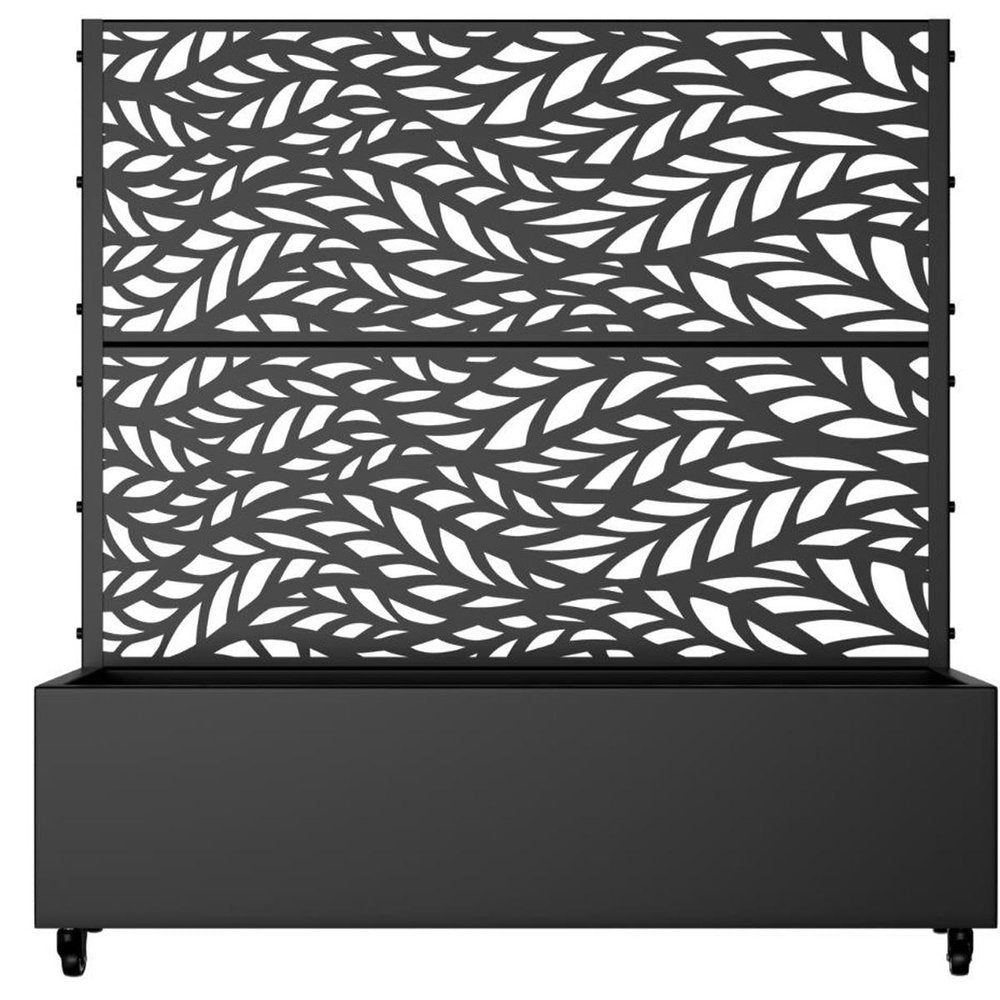 47" X 47" Black Botanical Galvanized Metal Rectangular Planter Box