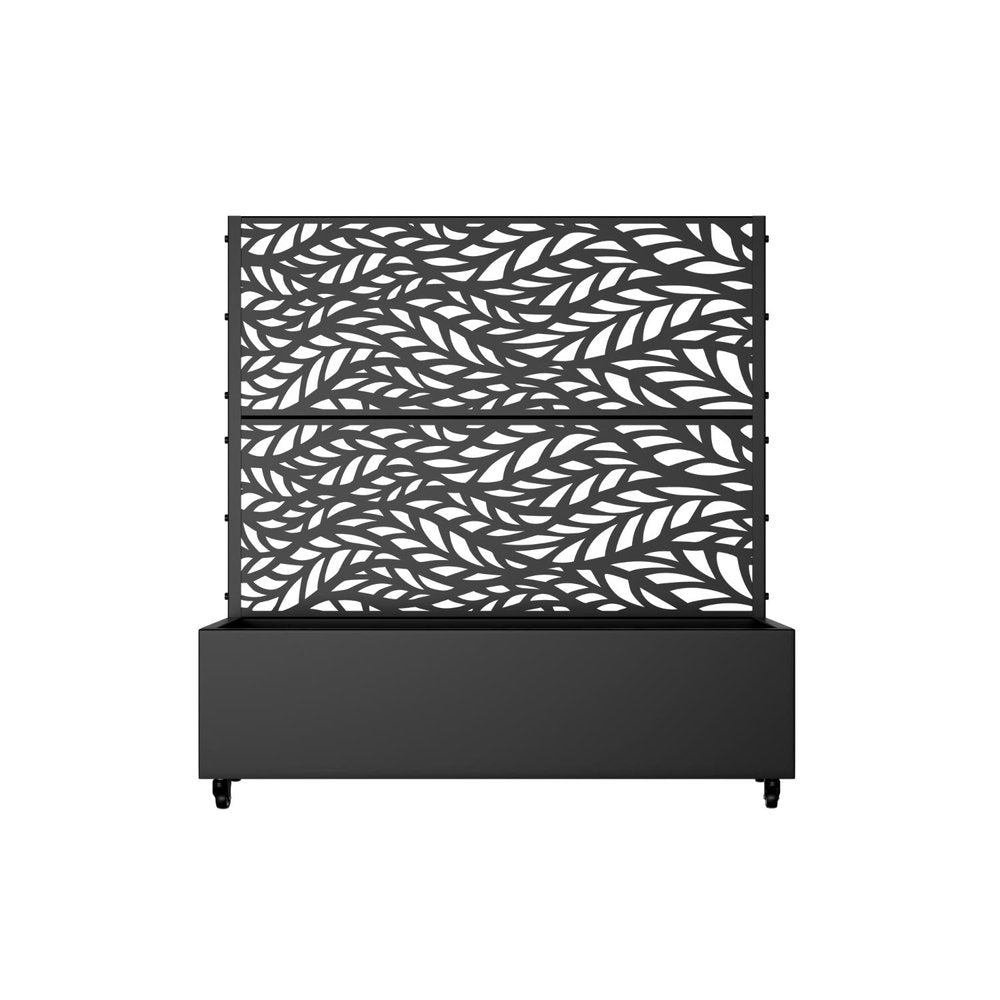 47" X 47" Black Botanical Galvanized Metal Rectangular Planter Box
