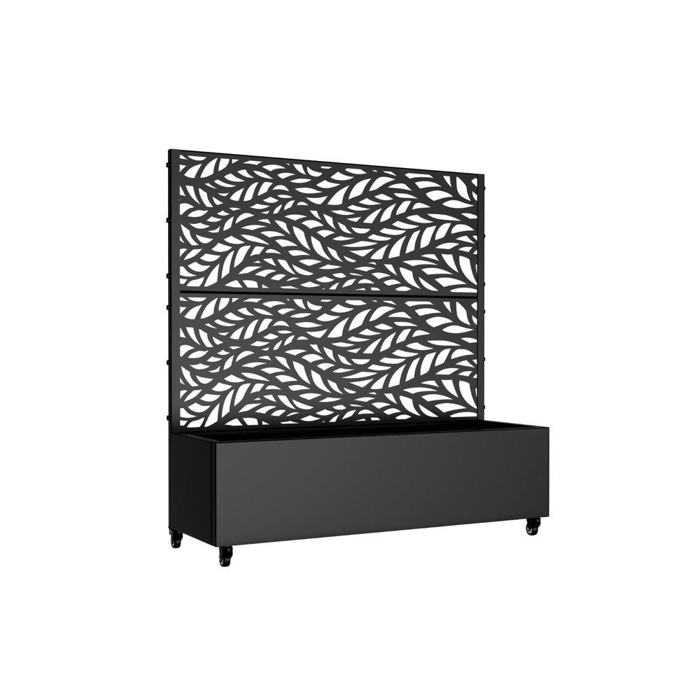 47" X 47" Black Botanical Galvanized Metal Rectangular Planter Box