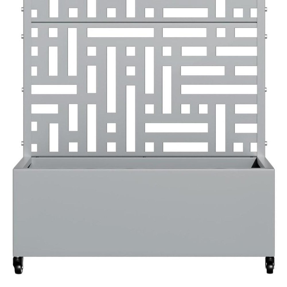 73" X 35" Gray Geometric Galvanized Metal Rectangular Planter Box