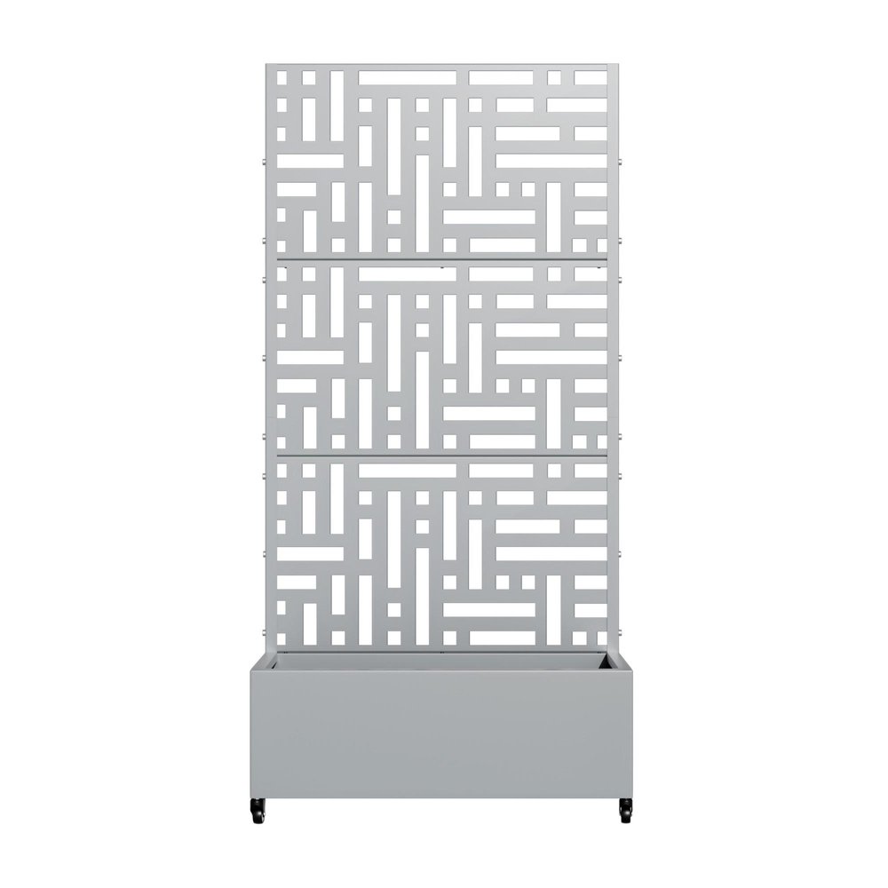 73" X 35" Gray Geometric Galvanized Metal Rectangular Planter Box